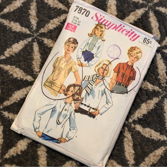 Vintage 60's Blouse Pattern - Simplicity 7870 - Misses 12 - Bust 34 - Picture 6 of 7